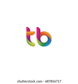 Initial lowercase letter tb, curve rounded logo, gradient vibrant colorful glossy multicolor