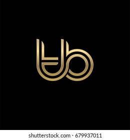 Initial lowercase letter tb, linked outline rounded logo, elegant golden color on black background