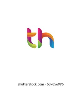 Initial lowercase letter th, curve rounded logo, gradient vibrant colorful glossy multicolor