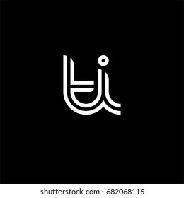 Initial lowercase letter ti, linked outline rounded logo, white color on black background