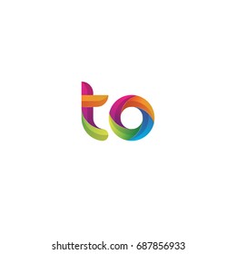 Initial lowercase letter to, curve rounded logo, gradient vibrant colorful glossy multicolor