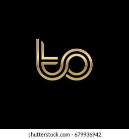 Initial lowercase letter to, linked outline rounded logo, elegant golden color on black background