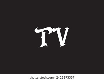 Initial lowercase letter tv, curve rounded logo,