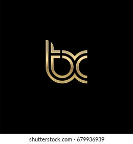 Initial lowercase letter tx, linked outline rounded logo, elegant golden color on black background