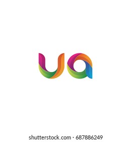 Initial lowercase letter ua, curve rounded logo, gradient vibrant colorful glossy multicolor