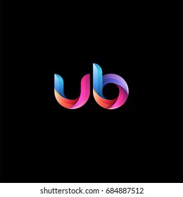 Initial lowercase letter ub, curve rounded logo, gradient vibrant colorful glossy colors on black background