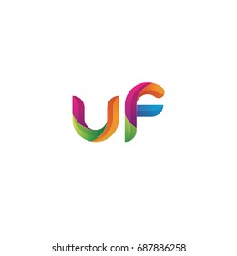 Initial lowercase letter uf, curve rounded logo, gradient vibrant colorful glossy multicolor