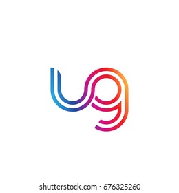 Initial lowercase letter ug, linked outline rounded logo, colorful vibrant colors