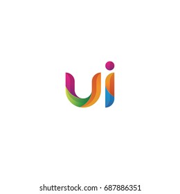 Initial lowercase letter ui, curve rounded logo, gradient vibrant colorful glossy multicolor
