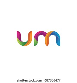 Initial lowercase letter um, curve rounded logo, gradient vibrant colorful glossy multicolor