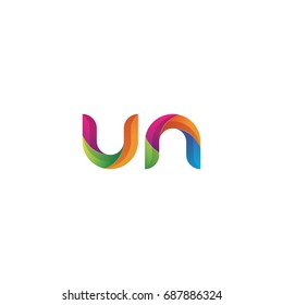 Initial lowercase letter un, curve rounded logo, gradient vibrant colorful glossy multicolor