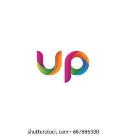 Initial lowercase letter up, curve rounded logo, gradient vibrant colorful glossy multicolor