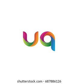 Initial lowercase letter uq, curve rounded logo, gradient vibrant colorful glossy multicolor