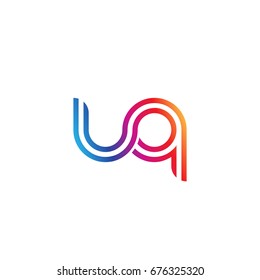 Initial lowercase letter uq, linked outline rounded logo, colorful vibrant colors