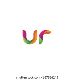 Initial lowercase letter ur, curve rounded logo, gradient vibrant colorful glossy multicolor