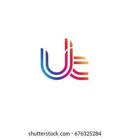 Initial lowercase letter ut, linked outline rounded logo, colorful vibrant colors