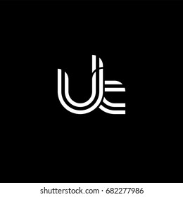 Initial lowercase letter ut, linked outline rounded logo, white color on black background