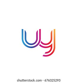 Initial lowercase letter uy, linked outline rounded logo, colorful vibrant colors