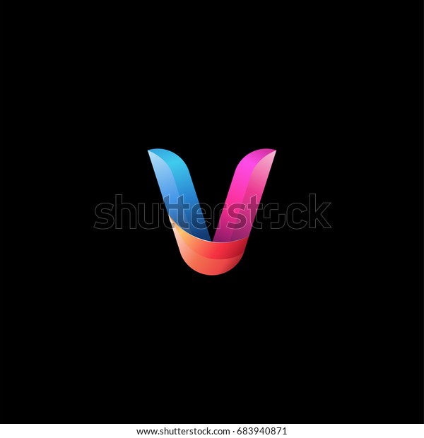 Initial Lowercase Letter V Curve Rounded Stock Vector (Royalty Free ...