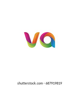 Initial lowercase letter va, curve rounded logo, gradient vibrant colorful glossy multicolor
