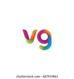 Initial lowercase letter vg, curve rounded logo, gradient vibrant colorful glossy multicolor