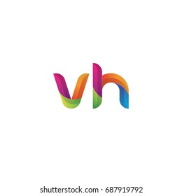 Initial lowercase letter vh, curve rounded logo, gradient vibrant colorful glossy multicolor