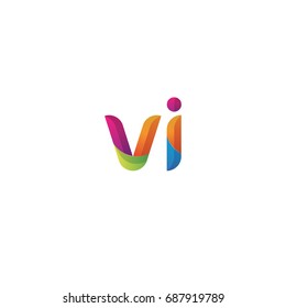 Initial lowercase letter vi, curve rounded logo, gradient vibrant colorful glossy multicolor