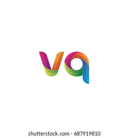Initial lowercase letter vq, curve rounded logo, gradient vibrant colorful glossy multicolor