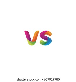 Initial lowercase letter vs, curve rounded logo, gradient vibrant colorful glossy multicolor