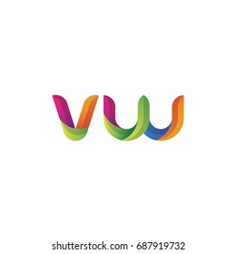 Initial lowercase letter vw, curve rounded logo, gradient vibrant colorful glossy multicolor