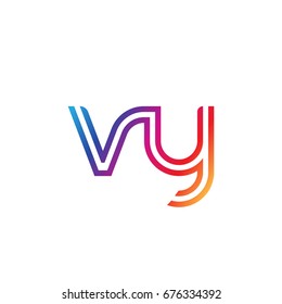Initial lowercase letter vy, linked outline rounded logo, colorful vibrant colors