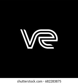 Initial lowercase letter vz, linked outline rounded logo, white color on black background