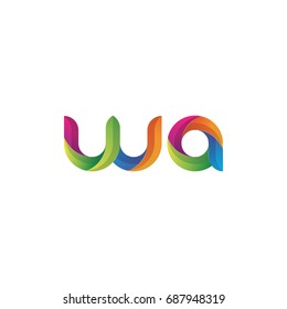 Initial lowercase letter wa, curve rounded logo, gradient vibrant colorful glossy multicolor