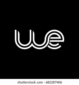 Initial lowercase letter we, linked outline rounded logo, white color on black background
