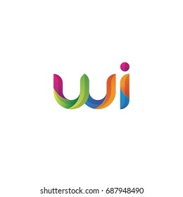 Initial lowercase letter wi, curve rounded logo, gradient vibrant colorful glossy multicolor