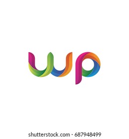 Initial lowercase letter wp, curve rounded logo, gradient vibrant colorful glossy multicolor
