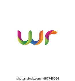Initial lowercase letter wr, curve rounded logo, gradient vibrant colorful glossy multicolor