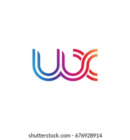 Initial lowercase letter wx, linked outline rounded logo, colorful vibrant colors