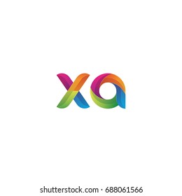 Initial lowercase letter xa, curve rounded logo, gradient vibrant colorful glossy multicolor