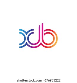 Initial lowercase letter xb, linked outline rounded logo, colorful vibrant colors