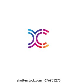 Initial lowercase letter xc, linked outline rounded logo, colorful vibrant colors