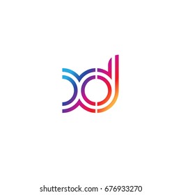 Initial lowercase letter xd  linked outline rounded logo  colorful vibrant colors