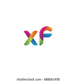 Initial lowercase letter xf, curve rounded logo, gradient vibrant colorful glossy multicolor