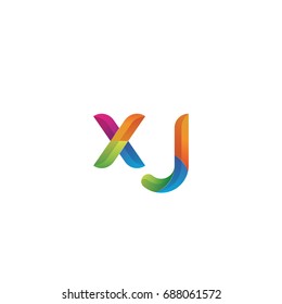 Initial lowercase letter xj, curve rounded logo, gradient vibrant colorful glossy multicolor