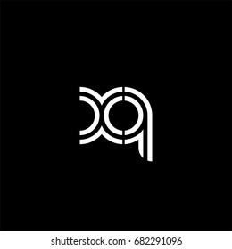 Initial lowercase letter xq, linked outline rounded logo, white color on black background