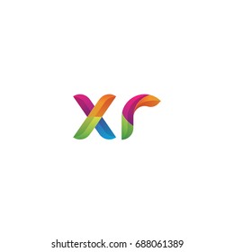 Initial lowercase letter xr, curve rounded logo, gradient vibrant colorful glossy multicolor