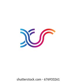 Initial lowercase letter xr, linked outline rounded logo, colorful vibrant colors