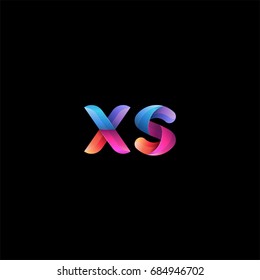 Initial lowercase letter xs, curve rounded logo, gradient vibrant colorful glossy colors on black background