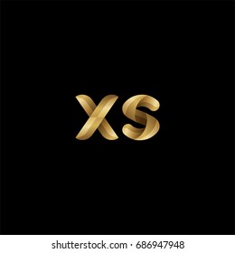 Initial lowercase letter xs, curve rounded logo, gradient glossy gold color on black background