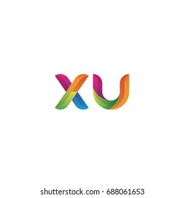 Initial lowercase letter xu, curve rounded logo, gradient vibrant colorful glossy multicolor